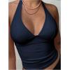 imageSOLY HUX Womens Halter Tops V Neck Tie Backless Summer Crop Tank TopPure Royal Blue