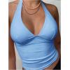 imageSOLY HUX Womens Halter Tops V Neck Tie Backless Summer Crop Tank TopSolid Blue