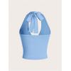 imageSOLY HUX Womens Halter Tops V Neck Tie Backless Summer Crop Tank TopSolid Blue
