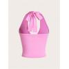 imageSOLY HUX Womens Halter Tops V Neck Tie Backless Summer Crop Tank TopSolid Pink