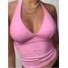 imageSOLY HUX Womens Halter Tops V Neck Tie Backless Summer Crop Tank TopSolid Pink