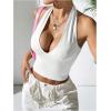 imageSOLY HUX Womens Halter Tops V Neck Tie Backless Summer Crop Tank TopSolid White