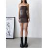 imageSOLY HUX Womens PU Leather Strapless Mini Tube Dress Y2k Bodycon Sexy Party Club DressesCoffee Brown