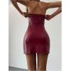 imageSOLY HUX Womens PU Leather Strapless Mini Tube Dress Y2k Bodycon Sexy Party Club DressesPlain Burgundy