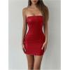 imageSOLY HUX Womens PU Leather Strapless Mini Tube Dress Y2k Bodycon Sexy Party Club DressesPlain Red