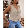 imageSOLY HUX Womens Plus Size Button Up Suit Vest Blazer V Neck Sleeveless WaistcoatPlain Apricot