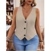 imageSOLY HUX Womens Plus Size Button Up Suit Vest Blazer V Neck Sleeveless WaistcoatPlain Apricot
