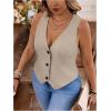 imageSOLY HUX Womens Plus Size Button Up Suit Vest Blazer V Neck Sleeveless WaistcoatPlain Apricot