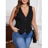 imageSOLY HUX Womens Plus Size Button Up Suit Vest Blazer V Neck Sleeveless WaistcoatPlain Black