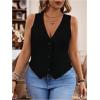 imageSOLY HUX Womens Plus Size Button Up Suit Vest Blazer V Neck Sleeveless WaistcoatPlain Black