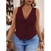 imageSOLY HUX Womens Plus Size Button Up Suit Vest Blazer V Neck Sleeveless WaistcoatPure Burgundy