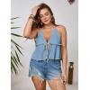 imageSOLY HUX Womens Plus Size Halter Crop Tops Y2k Sexy Going Out Tops Trendy Sleeveless Tie Front CamisoleLight Blue