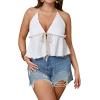 imageSOLY HUX Womens Plus Size Halter Crop Tops Y2k Sexy Going Out Tops Trendy Sleeveless Tie Front CamisolePlain White