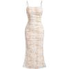 imageSOLY HUX Womens Floral Print Mesh Ruched Bodycon Cami Dress Spaghetti Strap Summer Long DressesYellow Floral