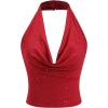 imageSOLY HUX Womens Halter Top Sparkly Sexy Backless Party Crop Tops Club Rave Festival Outfits BlackPure Red