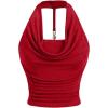 imageSOLY HUX Womens Halter Tops Draped Front Sleeveless Backless Y2K Crop Sexy Cami Tops Going Out Summer OutfitsPure Red