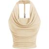 imageSOLY HUX Womens Halter Tops Draped Front Sleeveless Backless Y2K Crop Sexy Cami Tops Going Out Summer OutfitsSolid Apricot