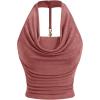 imageSOLY HUX Womens Halter Tops Draped Front Sleeveless Backless Y2K Crop Sexy Cami Tops Going Out Summer OutfitsSolid Dusty Pink