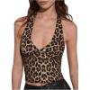 imageSOLY HUX Womens Halter Tops V Neck Tie Backless Summer Crop Tank TopBrown Leopard