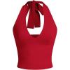 imageSOLY HUX Womens Halter Tops V Neck Tie Backless Summer Crop Tank TopPlain Red