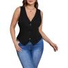 imageSOLY HUX Womens Plus Size Button Up Suit Vest Blazer V Neck Sleeveless WaistcoatPlain Black