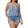 imageSOLY HUX Womens Plus Size Halter Crop Tops Y2k Sexy Going Out Tops Trendy Sleeveless Tie Front CamisoleLight Blue