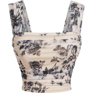 imageSOLY HUX Womens Floral Print Tank Tops Square Neck Sleeveless Going Out Tops Double Lined Summer Crop Tank TopsBlack Floral