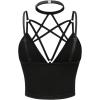 imageSOLY HUX Gothic Tops for Women Criss Cross Crop Tops Y2K Party Club Rave Concert Outfit with ChokerPure Black