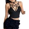 imageSOLY HUX Gothic Tops for Women Criss Cross Crop Tops Y2K Party Club Rave Concert Outfit with ChokerPure Black