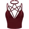 imageSOLY HUX Gothic Tops for Women Criss Cross Crop Tops Y2K Party Club Rave Concert Outfit with ChokerSolid Burgundy