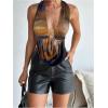imageSOLY HUX Womens Sexy Halter Going Out Top Open Back Deep V Neck Sleeveless Vest Tank Tops Party ClubwearBrown Multi