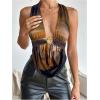 imageSOLY HUX Womens Sexy Halter Going Out Top Open Back Deep V Neck Sleeveless Vest Tank Tops Party ClubwearBrown Multi