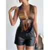 imageSOLY HUX Womens Sexy Halter Going Out Top Open Back Deep V Neck Sleeveless Vest Tank Tops Party ClubwearBrown Multi