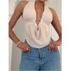 imageSOLY HUX Womens Sexy Halter Going Out Top Open Back Deep V Neck Sleeveless Vest Tank Tops Party ClubwearPure Apricot