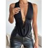 imageSOLY HUX Womens Sexy Halter Going Out Top Open Back Deep V Neck Sleeveless Vest Tank Tops Party ClubwearPure Black