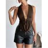 imageSOLY HUX Womens Sexy Halter Going Out Top Open Back Deep V Neck Sleeveless Vest Tank Tops Party ClubwearPure Brown