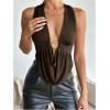 imageSOLY HUX Womens Sexy Halter Going Out Top Open Back Deep V Neck Sleeveless Vest Tank Tops Party ClubwearPure Brown