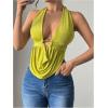 imageSOLY HUX Womens Sexy Halter Going Out Top Open Back Deep V Neck Sleeveless Vest Tank Tops Party ClubwearPure Green