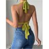 imageSOLY HUX Womens Sexy Halter Going Out Top Open Back Deep V Neck Sleeveless Vest Tank Tops Party ClubwearPure Green