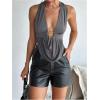 imageSOLY HUX Womens Sexy Halter Going Out Top Open Back Deep V Neck Sleeveless Vest Tank Tops Party ClubwearPure Grey