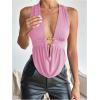 imageSOLY HUX Womens Sexy Halter Going Out Top Open Back Deep V Neck Sleeveless Vest Tank Tops Party ClubwearPure Pink