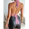 imageSOLY HUX Womens Sexy Halter Going Out Top Open Back Deep V Neck Sleeveless Vest Tank Tops Party ClubwearPure Pink