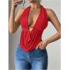 imageSOLY HUX Womens Sexy Halter Going Out Top Open Back Deep V Neck Sleeveless Vest Tank Tops Party ClubwearPure Red