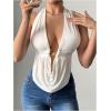 imageSOLY HUX Womens Sexy Halter Going Out Top Open Back Deep V Neck Sleeveless Vest Tank Tops Party ClubwearPure White