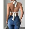 imageSOLY HUX Womens Sexy Halter Going Out Top Open Back Deep V Neck Sleeveless Vest Tank Tops Party ClubwearPure White