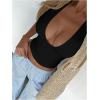 imageSOLY HUX Womens Y2K Halter Crop Tops V Neck Sleeveless Backless Going Out Slim Fit TopsPure Black