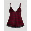 imageSOLY HUX Womens Y2K Lace Cami V Neck Sleeveless Striped Shirt Spaghetti Strap Camisole Gothic TopsBurgundy Striped