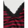 imageSOLY HUX Womens Y2K Lace Cami V Neck Sleeveless Striped Shirt Spaghetti Strap Camisole Gothic TopsBurgundy Striped