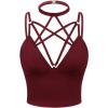 imageSOLY HUX Gothic Tops for Women Criss Cross Crop Tops Y2K Party Club Rave Concert Outfit with ChokerSolid Burgundy
