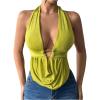 imageSOLY HUX Womens Sexy Halter Going Out Top Open Back Deep V Neck Sleeveless Vest Tank Tops Party ClubwearPure Green